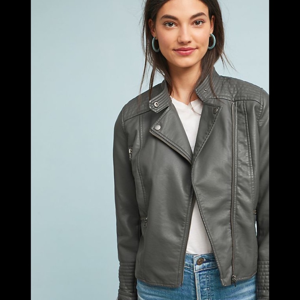 ANTHROPOLOGIE ett:twa Moto Vegan Leather Jacket XS